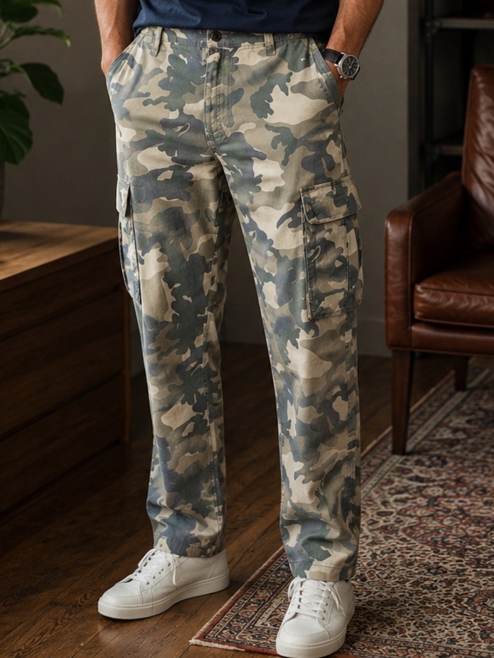 Men's Camouflage Cargo Pants - Green Camo